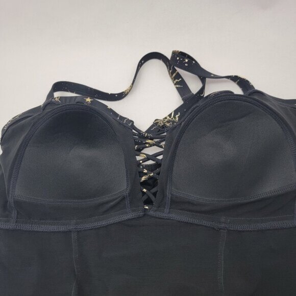 TORRID Womens Swimsuit Wireless Lattice One Piece BLACK Celestial Star Sz 2 Plus - Picture 8 of 16